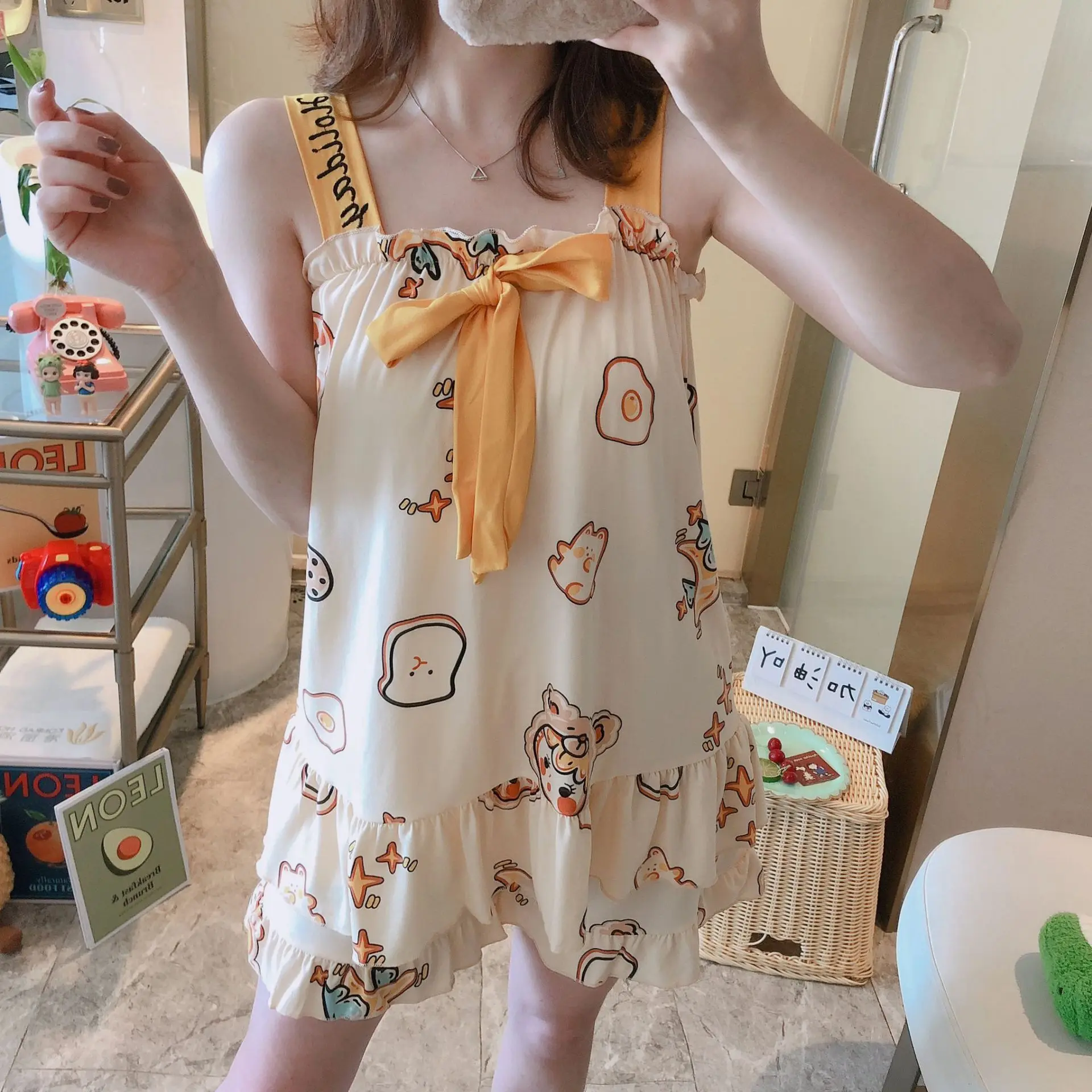 Women's Pajamas Sets Cartoon Sexy Cotton Female Pyjama Pijama Cami Top Shorts Suit Summer Sleepwear Loungewear Home Clothes