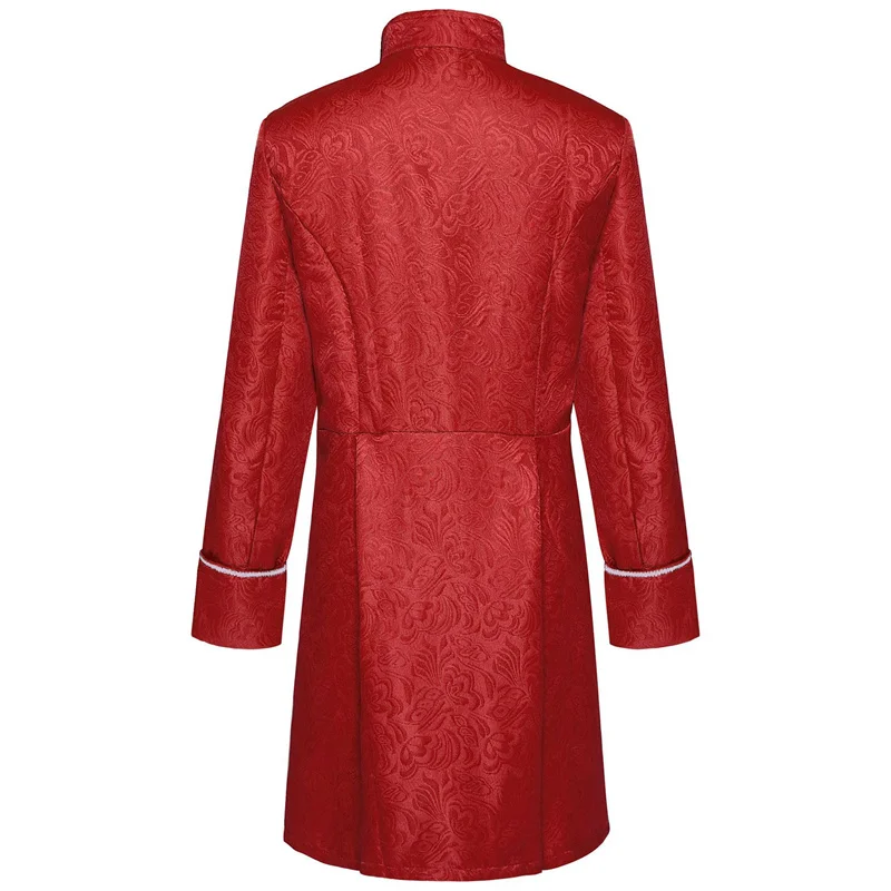 Trench Coat New Men Thin Stage Performance Dress Long Jacket Red / Blue / Black Male Stand-up Collar Jacquard Halloween Trench Coat trench coat,warmth coat,waterproof windbreaker jacket,casual men jacket,outdoor jackets
