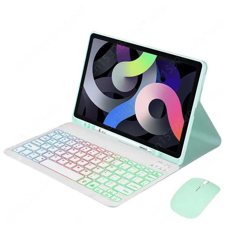 Rainbow Retroiluminado Teclado para Ipad 10 Geração Estojo de Lápis com Suporte Russo Inglês Hebraico Português Árabe Teclado Tampa - Imagem 6
