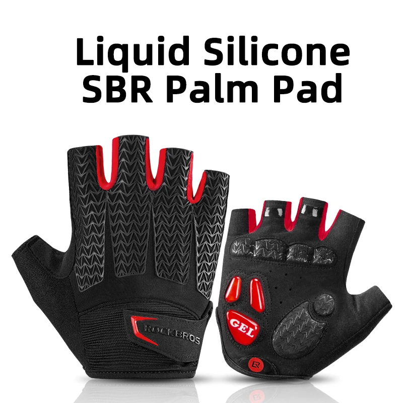 ROCKBROS Cycling Gloves SBR Pad Breathable Fingerless Gloves Shock Absorbtion Non-Slip Bicycle MTB Silicone Palm Rest cycling gloves
