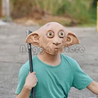 Косплей Персонаж фильма Большое ухо Длинный нос Добби Голова эльфа Забавная маска на Хэллоуин Анфас Головной убор Карнавальный костюм для вечеринки Опора — изображение 6