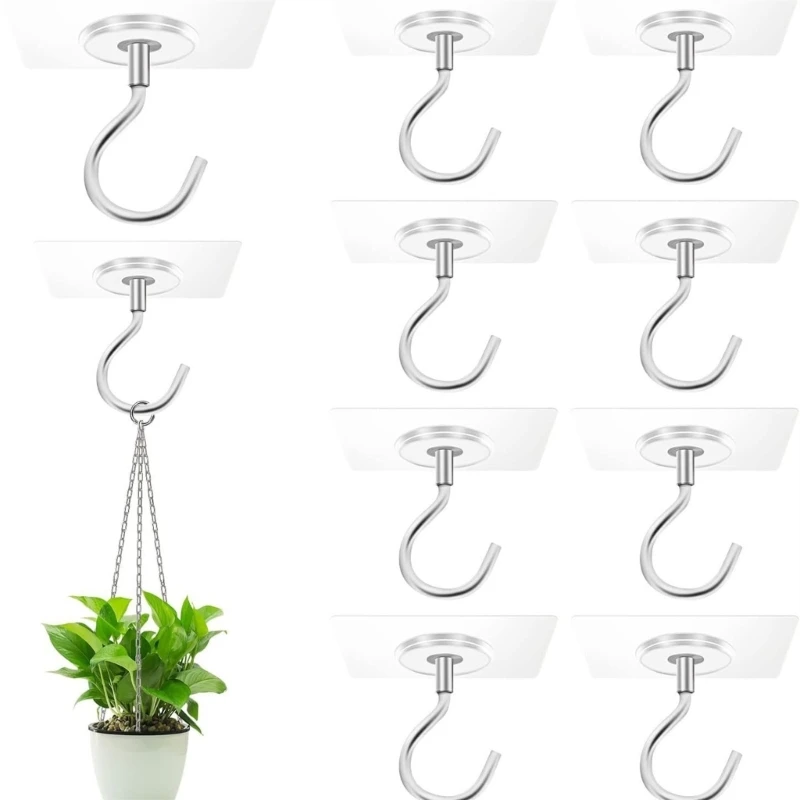 1-10pcs Adhesive Hooks Ceiling Strong Bearing Sticky Rack Kitchen Wall Key Hangers for Hanging Plant Wind Chimes Lights multi purpose hooks adhesive wall hook kitchen hooks self adhesive hooks wall mount hooks