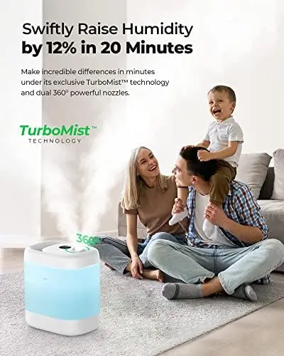 

for Bedroom, 5L Top Fill Cool Mist Vaporizer for Plants Baby Kids for Home (Never Leaking Design), Quiet (23dB) Humidifier for L