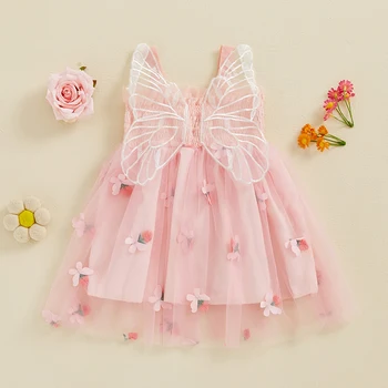 Toddler Girls Sleeveless Floral Tulle Princess Dress A-line Summer Dress with Butterfly Embellishments Slip Dress 5