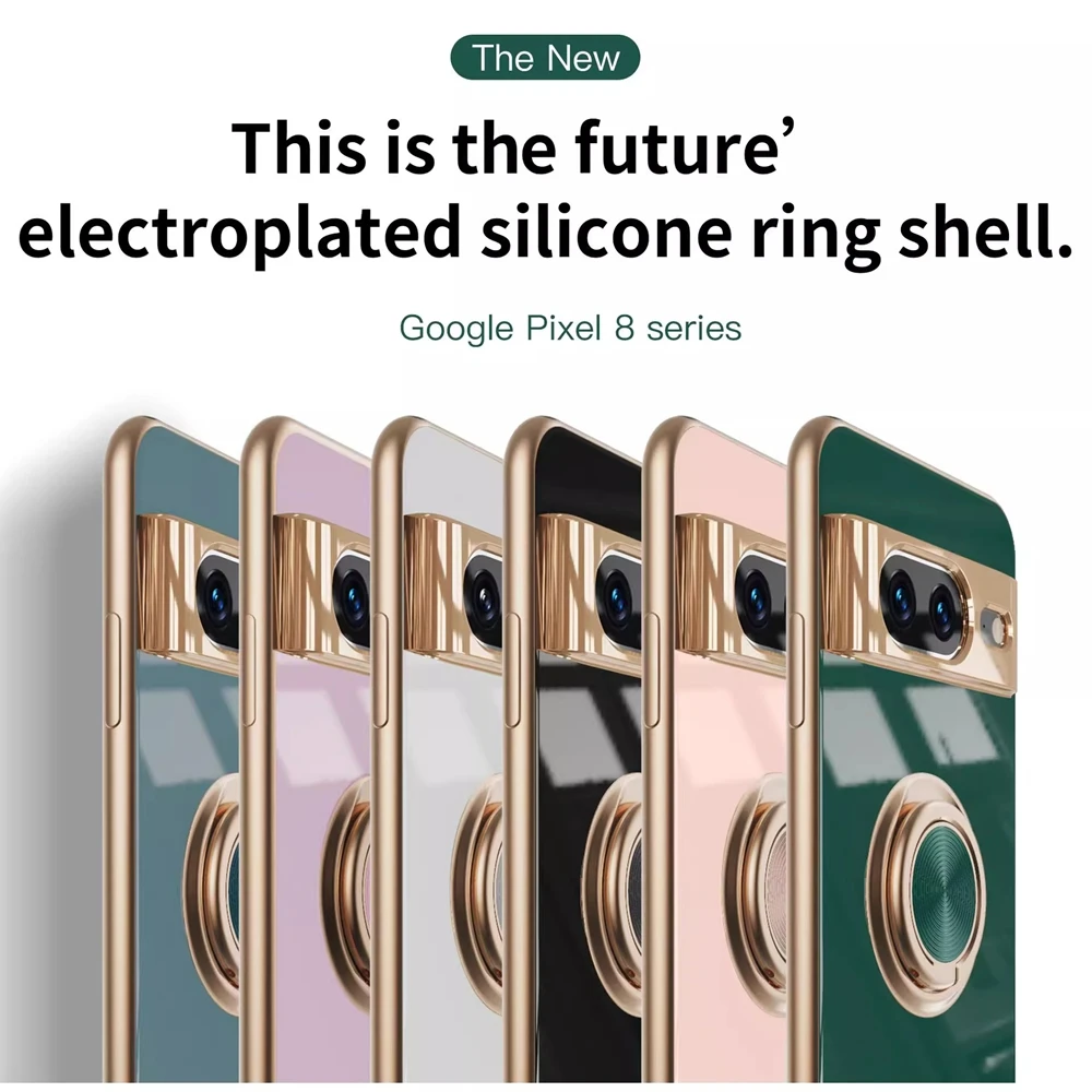 Luxury Ring Holder Magnetic Stand Case - Elegant Plating Soft TPU Shockproof Cover