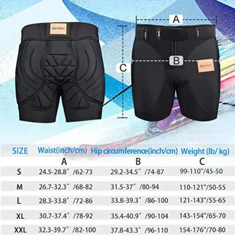Butt Pads Snowboarding Impact Shorts Premium Shorts Hip Protector for Men Women Protective Tailbone Padded Skating Ski 6