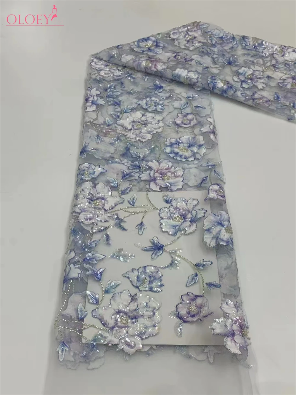 Fashion Elegant French Embroidery Beaded Lace Fabric African Nigerian With Sequins Fabric For Wedding Dress