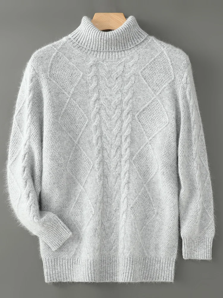 ANGEL Men Turtleneck Pullover Long Sleeve Cashmere Thick Sweater Autumn Winter Mink Cashmere Knitwear Smart Casual Clothing turtleneck sweater,basic sweater