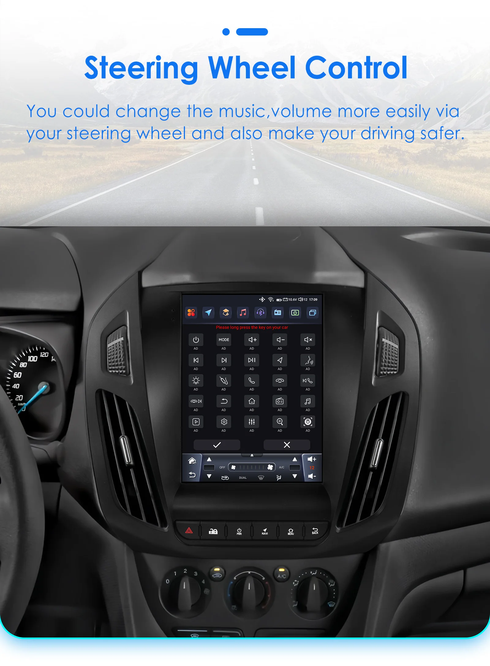 Hizpo 9,7'' Smart Car Systems für FORD Transit / Tourneo Connect 2013 - 2018 Vertikaler Bildschirm Multimedia-Radio Kabelloses Carplay – Detail 38