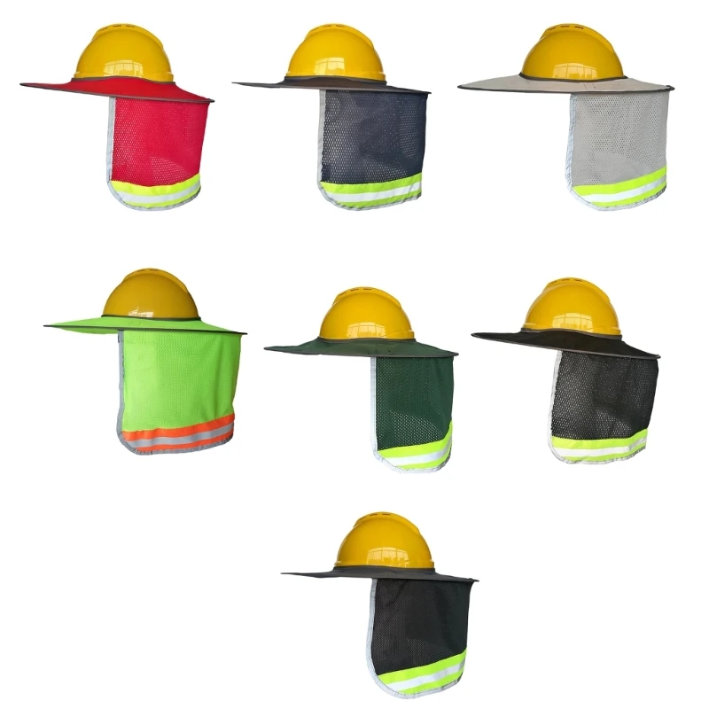 

SafetyHelmet Sunshade with Neck Shield Wide Brim Neck Protect Sun Shade for Hardhat Foldable High Visibility Mesh Visor DropShip