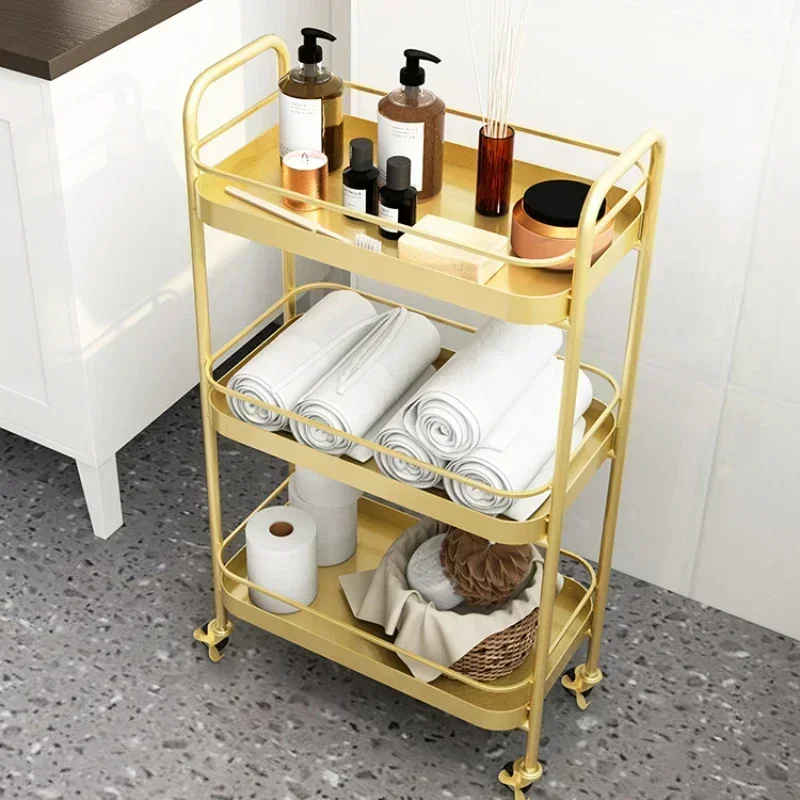 Nordic Multi-Layer Spa Table with Wheels Mobile Auxiliary Towel Holder Shower Storage Rack Storage Cart Space-Saving Organizer