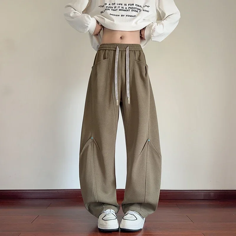 야외 사이클링 스포츠 레저 트렌드 루즈핏 와이드 레그 팬츠 편안하고 세련된 스트레이트 레그 오버사이즈 남성용 사계절 바지
