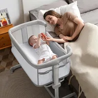 Baby Bassinet Bedside Sleeper,All Mesh Bedside Bassinet for Newborn Infant with Comfy Mattress, 7 Height Adjustable Bedside Crib 1