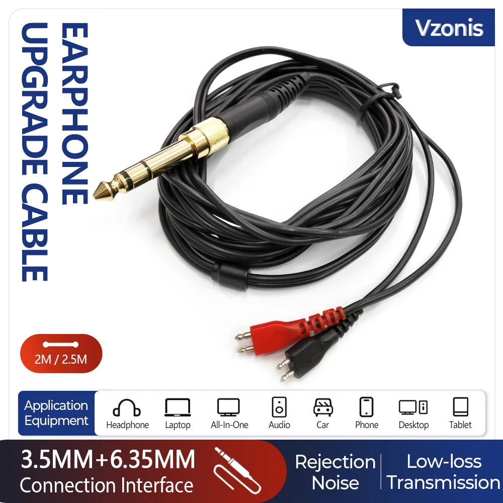 3.5MM + 6.35MM jack Headphone Upgrade Cable Audio Cable for SENNHEISER HD560 HD540 HD480 HD430 HD414 HD250 HD25