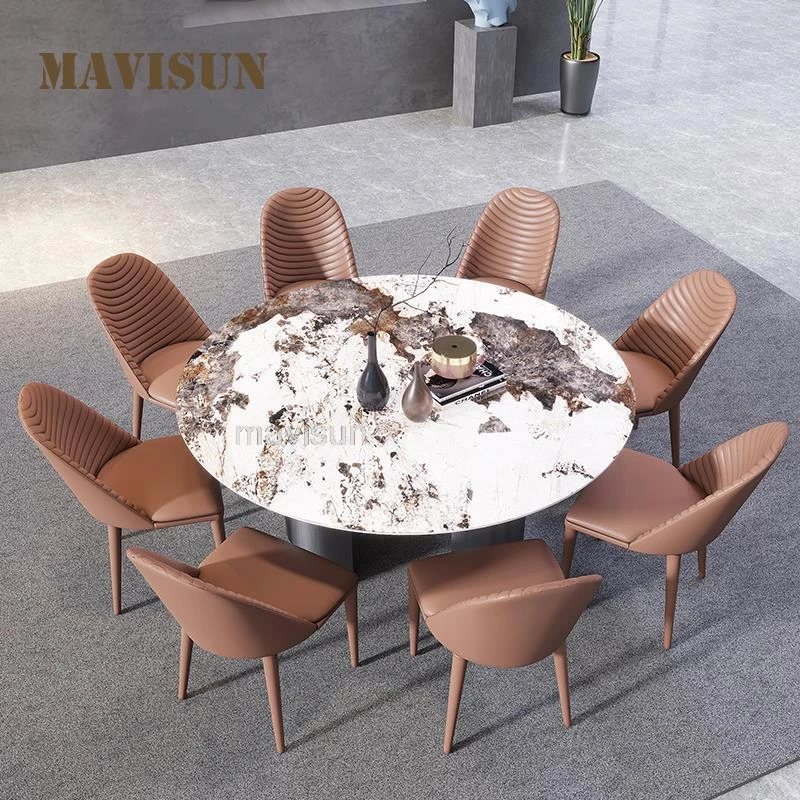 Modern Light Luxury Household Nordic Rotating Large Round Kitchen Table Set Mesa De Jantar De