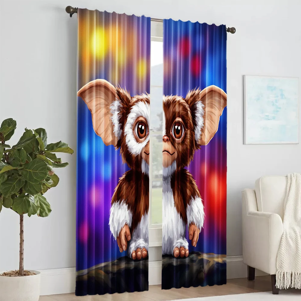 2pc, Party Window Curtains Cute animal prints Durable Polyester,Without Electricity Birthday Party Applies to translucent 2