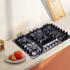 30 Inch Gas Cooktop, 5 Burners Built-in Gas Stovetop Stainless Steel Convertible Gas Stove Dual Fuel Sealed Gas Hob - Black 5