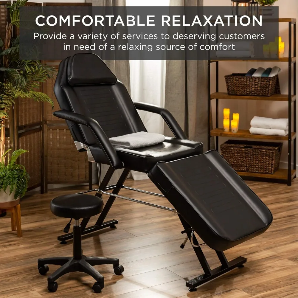 Best Choice Products 71in 3-Section Multipurpose Massage Bed, Spa & Salon Facial, Tattoo Chair w/Hydraulic Stool