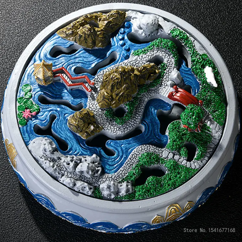 Creative Micro Landscape Incense Burner Resin, Household Indoor Tea Room Decorations, Mosquito Incense, Aromatherapy Burner, 1Pc