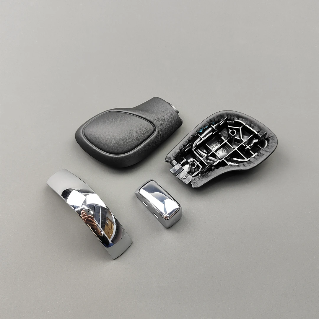 Chrome Matt Leather Shift Knob Gear Side Cover with DSG Emblem