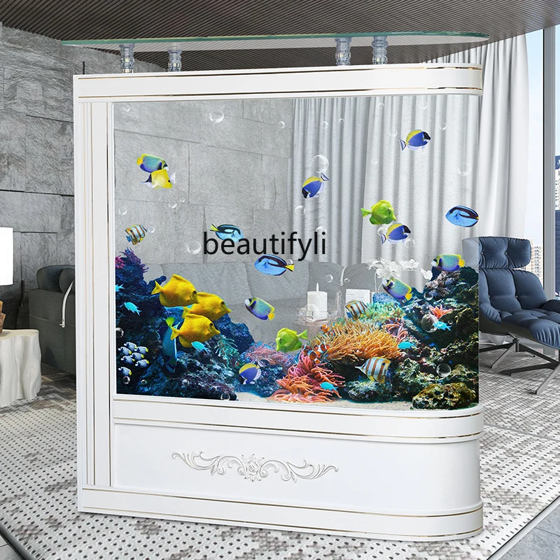 Floor Fish Tank Aquarium Living Room Screen Chinese Style Entrance  Ecological Side Filter Household Large - AliExpress