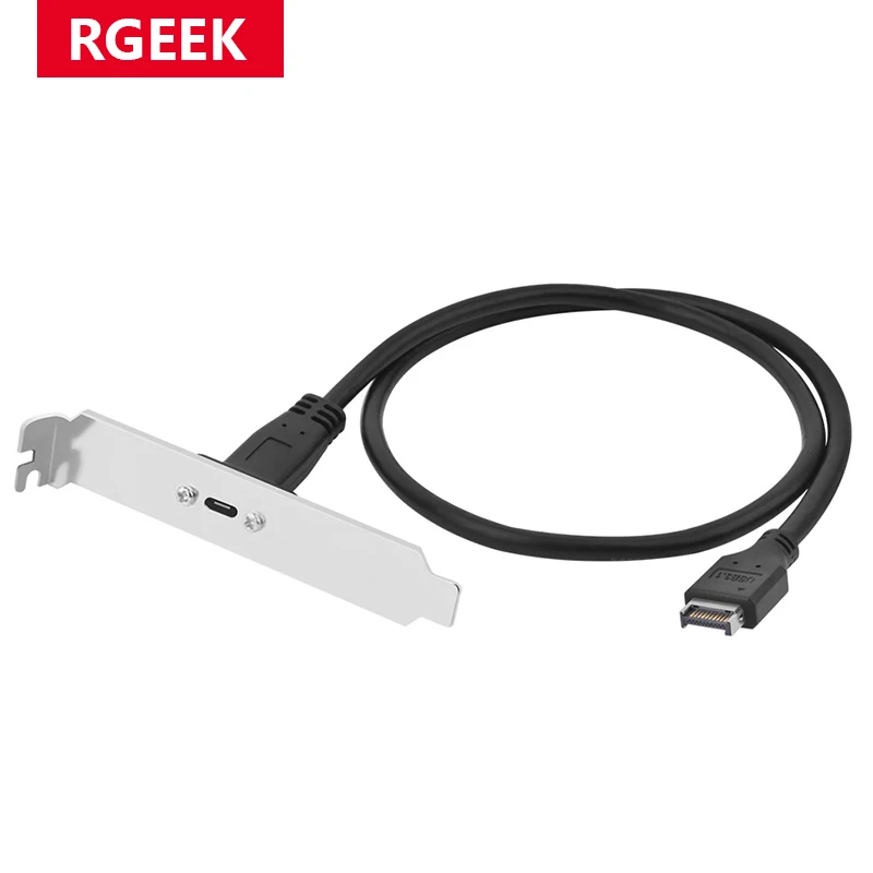 RGEEK 50cm USB-C Female Connector Extension Cable with Panel Mount Screw