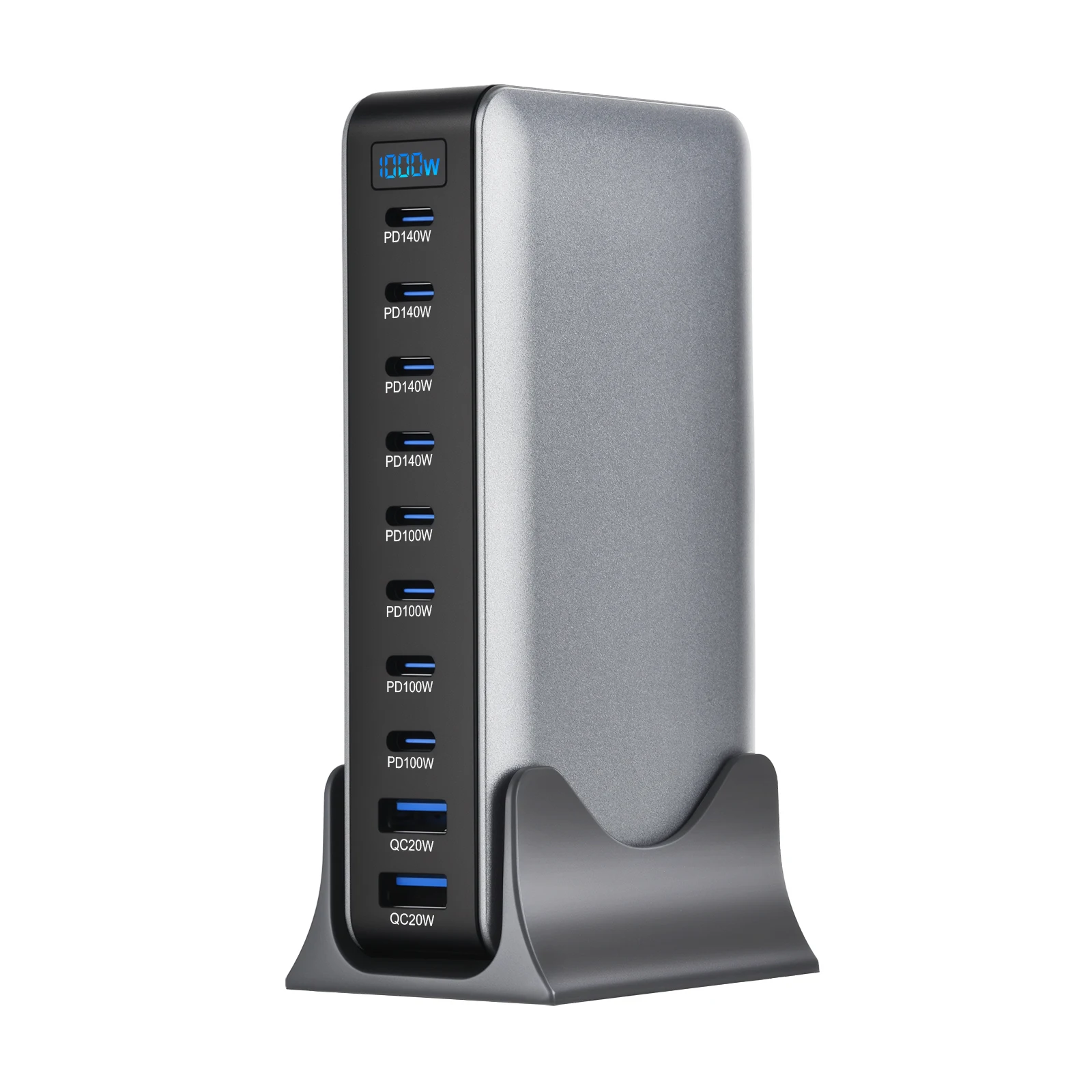 1000W 10-port GaN Desktop Mobile Phone Chargers Type-C and USB 5A Induction Cell Portable Charger for iPhone 17 16 15 Pro Max 1