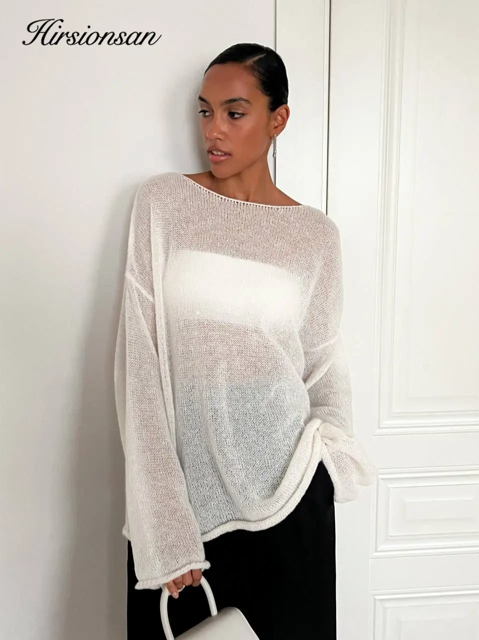 Elegant Women's Casual Fashion Sweater - Chic Pink & White Jumper