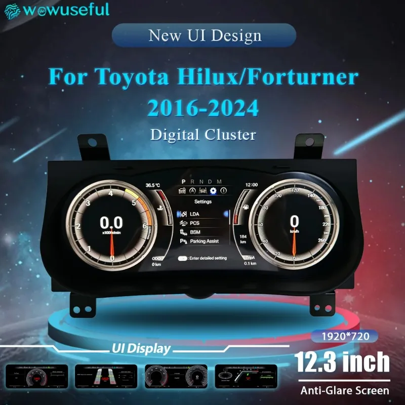 SX【Alta Calidad】Panel de Instrumentos Digital LCD de 12.3 Pulgadas, Velocímetro Virtual para Toyota Hilux, para Toyota 2