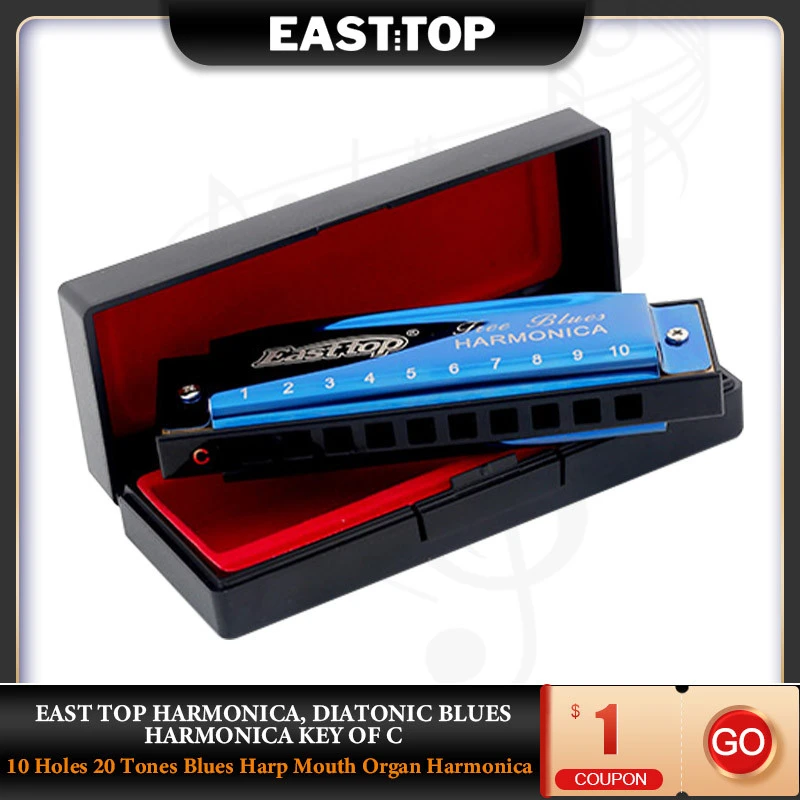 Easttop T003 Diatonic Blues Harmonica Key Of C 10 Holes 20 Tones Blues