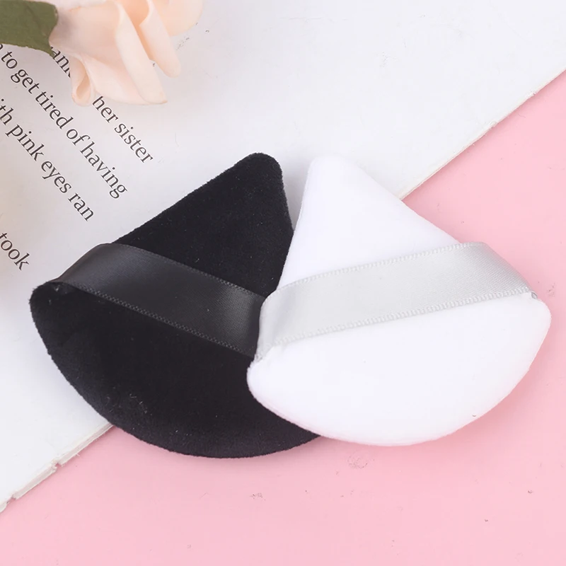 휴대용 경량 화장품 퍼프, 세척 가능한 삼각형 벨벳 파운데이션 크림, 미니 페이스 메이크업 스폰지, 72*70*15mm, 4 개