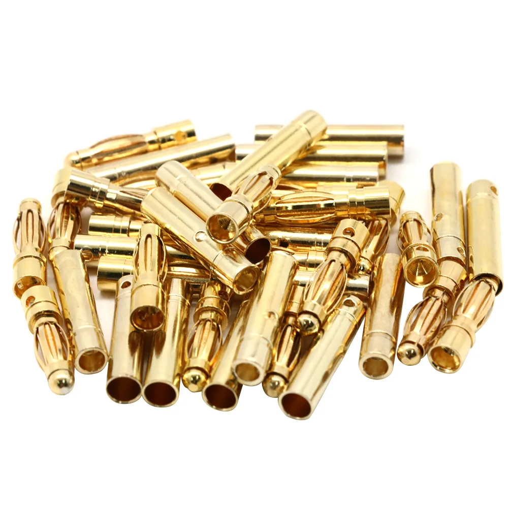 20pcs/lot 2.0mm 3.0mm 3.5mm 4.0mm 5.5mm 6.0mm 8.0MM Gold Bullet Banana Connector plug for ESC Lipo RC battery Plugs (10 pair) 4