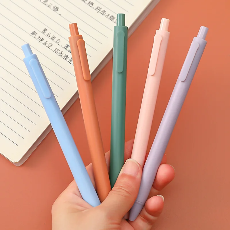 

Wholesale Simple Macaroon Color Press Pen Student Exam Bullet Gel Pen Learning Office Press Black Ink Kawaii Stationery