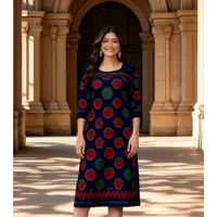 Muslim Peacock Kurtta Women Casual Fashion Dress National style Straight Tube Casual Ethnic Abito Donna Musulmana Turkish Abaya