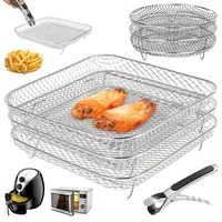 Air Fryer Rack Stainless Steel Steaming Racks Tray Air Fryer Accessories Baking Pan BBQ Gril Roasting Rack Cooking Kitchen Tools 1