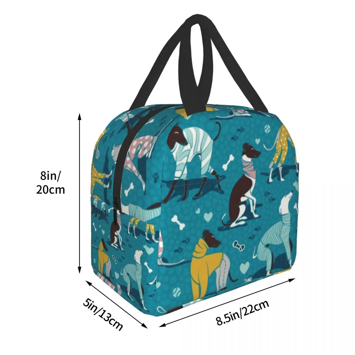 Custom Cute Greyhounds Dog Lunch Bag Women Cooler Warm Insulated Lunch Box for Children School Fruit Fresh Storage Bag
