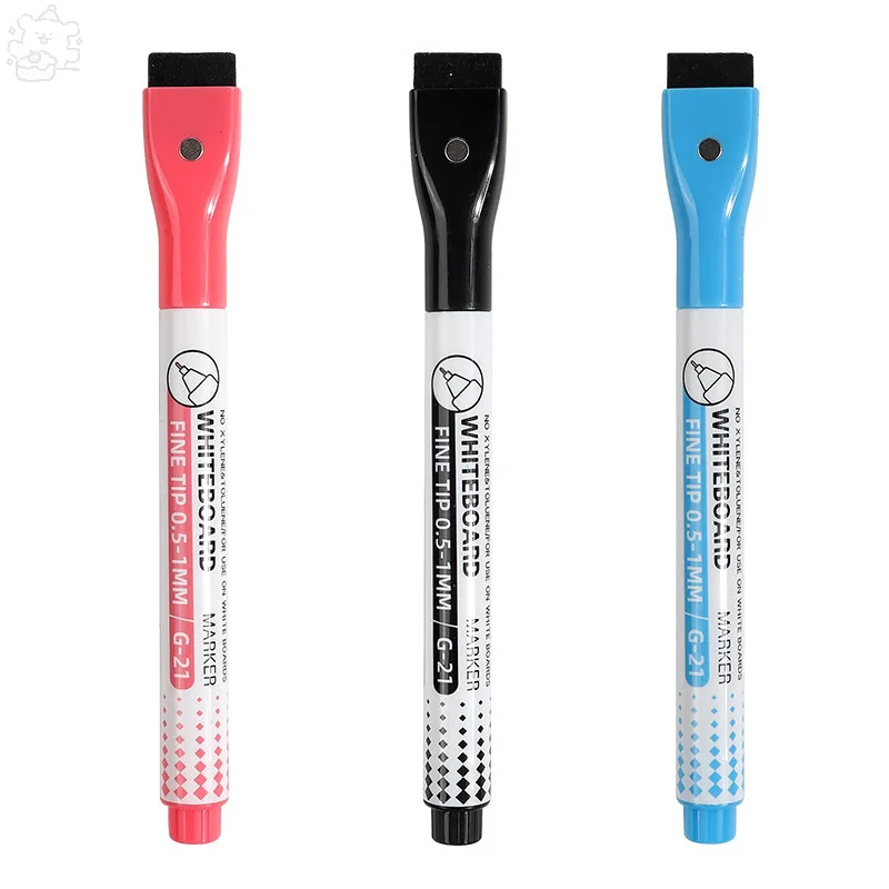 3 Colors 1mm Magnetic Dry Erase Markers Whiteboard Marker Pen Office School White Board Stationery Extra Fine Tip Colored Pens