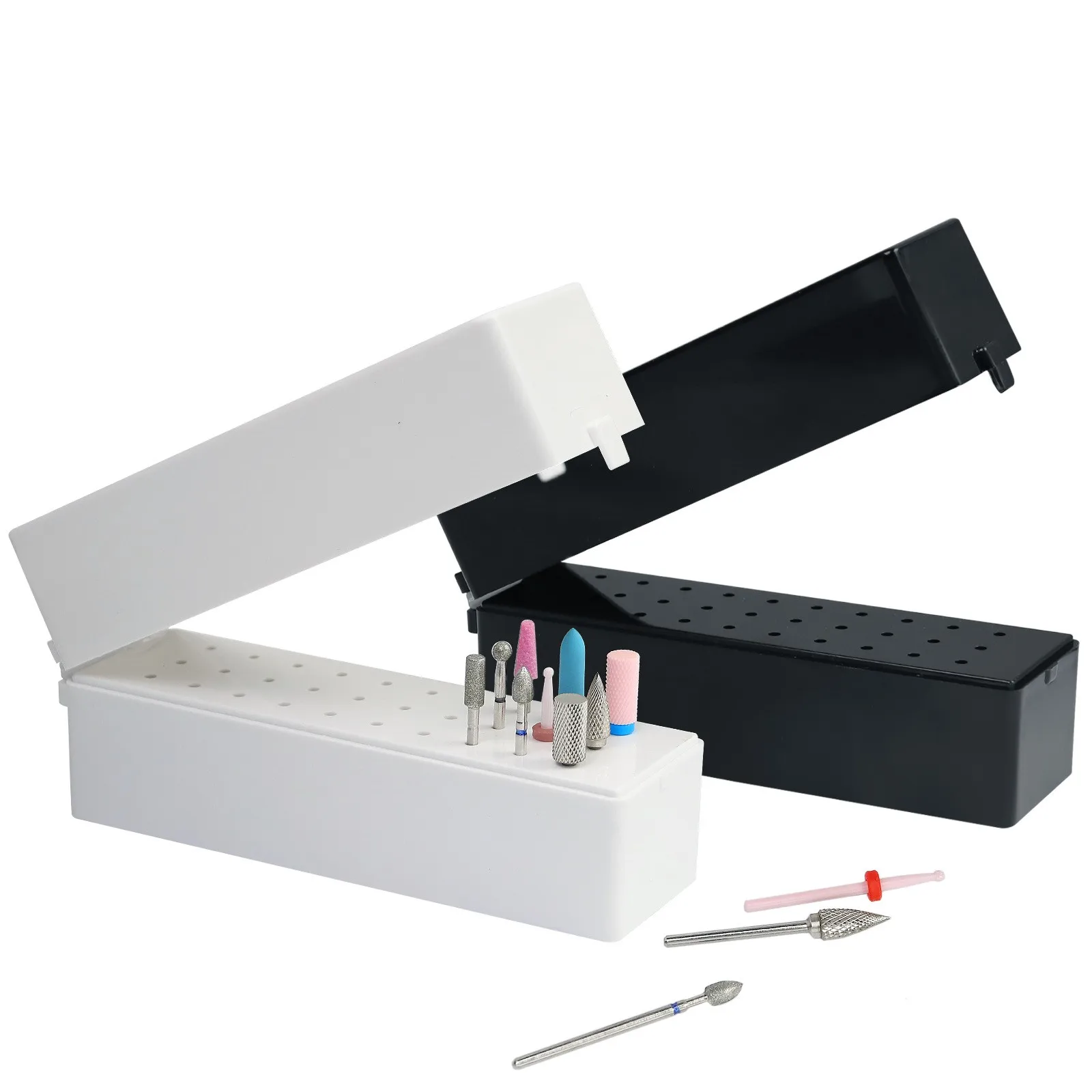 

30 Hole Plastic Nail Storage Box for Manicure Design Fashion Nails Grinding Head Acceessories for Art Decoration