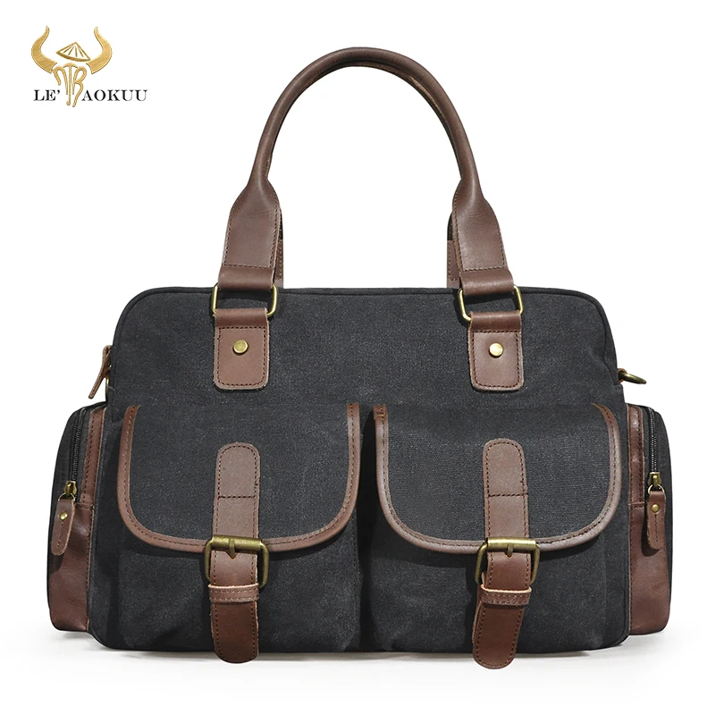

Hot Sale Canvas + Genuine Leather large capacity Male Travel bag Casual Handbag Briefcase Laptop bag Tote Bag For Men 061