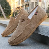 Low-Top Men's Work Shoes Canvas Slip-On Casual Shoes Flat Heel Adult Footwear Beijing Style Cross-Border Cloth Shoes