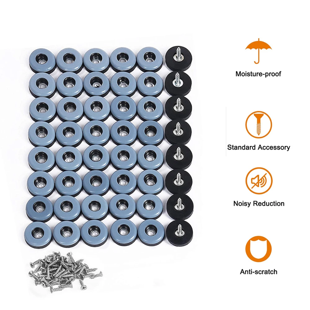 48Pcs Furniture Gliders PTFE Easy Moving Sliders with Screw Floor Protector for Tiled Hardwood Floors(25Mm Round)