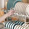 Kitchen Dish Drying Rack Adjustable Stainless Steel 2 Tier Plates Organizer Dish Bowl Drainer Storage Rack Kitchen Utensils 4