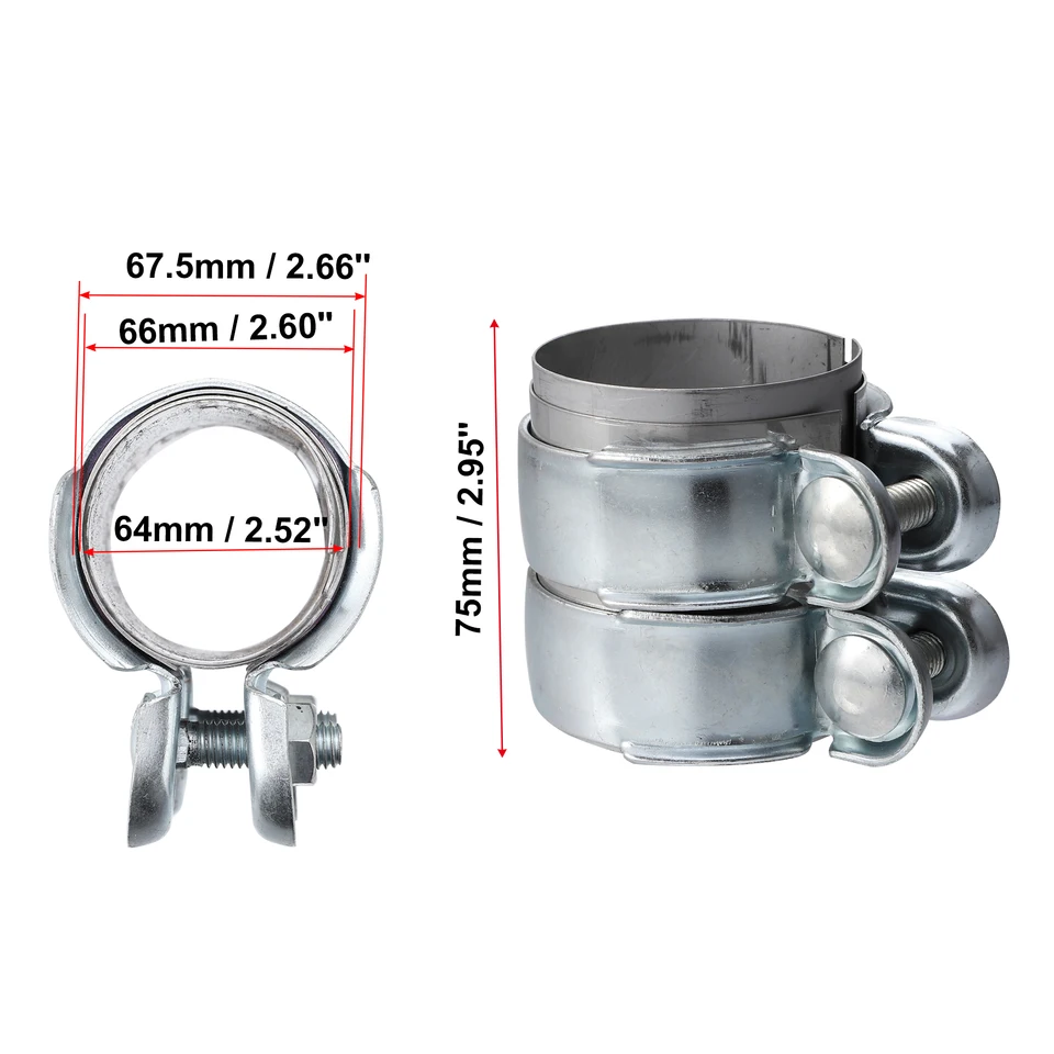 Yctze Morsetto Per Tubo Di Scarico, 55 X 95mm Manicotto Di Scarico Connettore Accoppiatore Rper Accordo Per Tubo 357253141A Sostituzione Auto Adatta Per