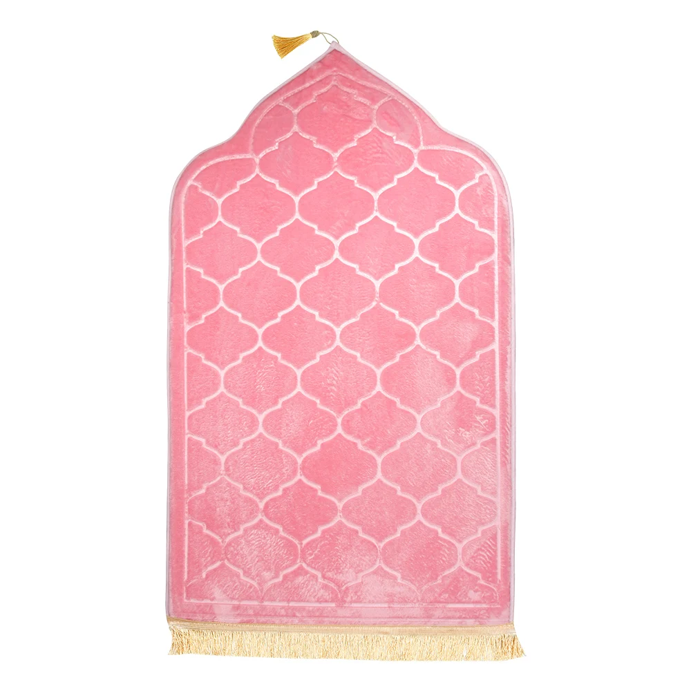 Weicher Reise-Gebetsteppich, Rutschfeste Gebetsmatte, Flanell-Teppich für Muslime, Ramadan-Prägedruck-Bodenteppich, Tragbar – Detail 4