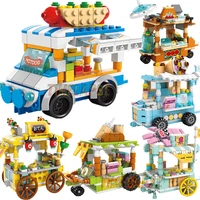 DIY Architecture Ice Cream Car Store Street View Food Building Blocks Kit Girls Bricks Classic Movie Model Kid Toys For Children 1