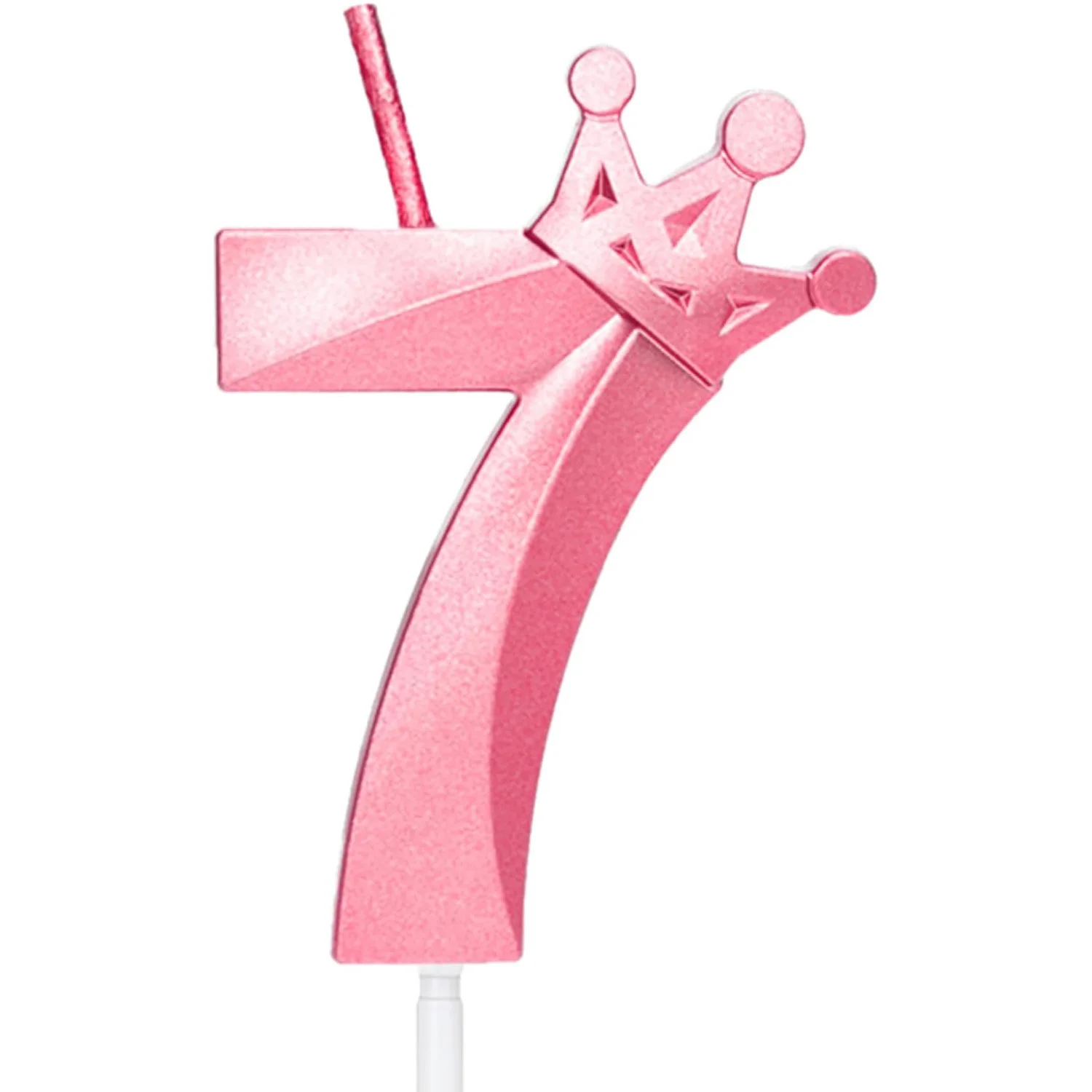 Pink 7 Birthday Candles,3D Crown Number 7 Cake Topper Numeral Birthday Candles with Elegant Crown Decor for Birthday Decorations