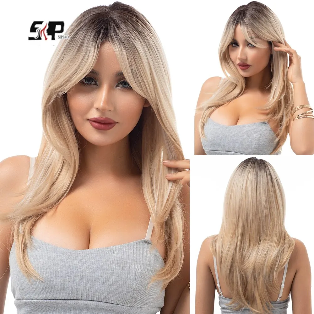 Synthetic Hair Extension Long Blonde Extensions Long Blonde Wig Bangs Synthetic Aliexpress