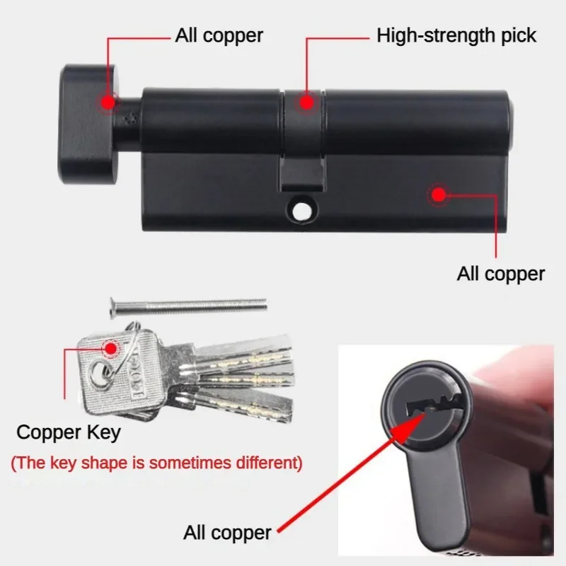 European Standard All Copper Lock Core Anti-theft Indoor Door Lock Universal Lock Wooden Doors 5pcs Master Keys door lock cylinder