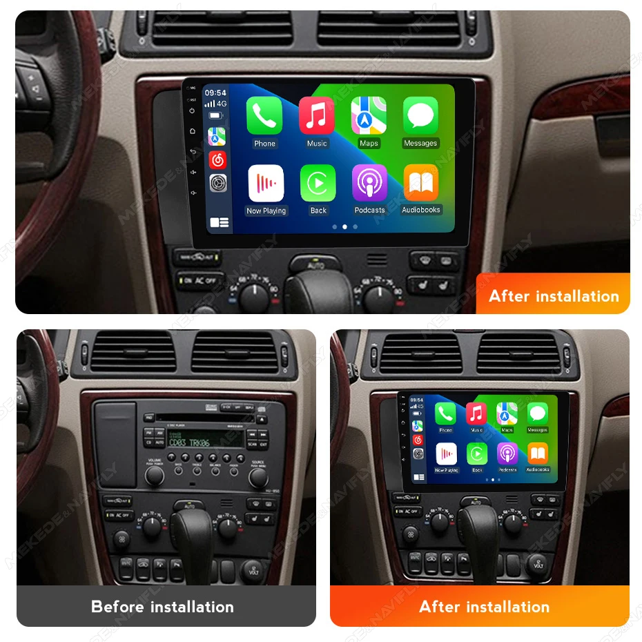 7 Pouces CarPlay IPS Auto Android 10 Pour Volvo XC70 V70 S60 S80 1998 - 2009 Autoradio Tout-en-un Octa Core GPS RDS 2Din Avec Cadre