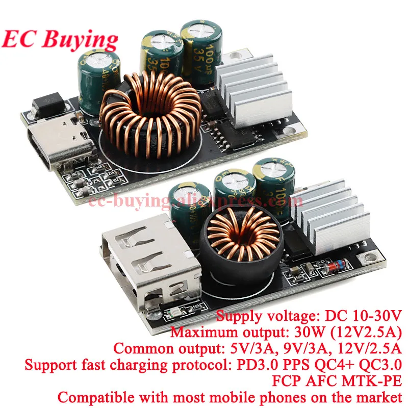 5 Stück/1 Stück QC3.0 Handy-Notfallladegerät Schnellladung für A--pple HW MTK DIY Schnellladung DC Step-Down PD3.0 PPS FCP AFC